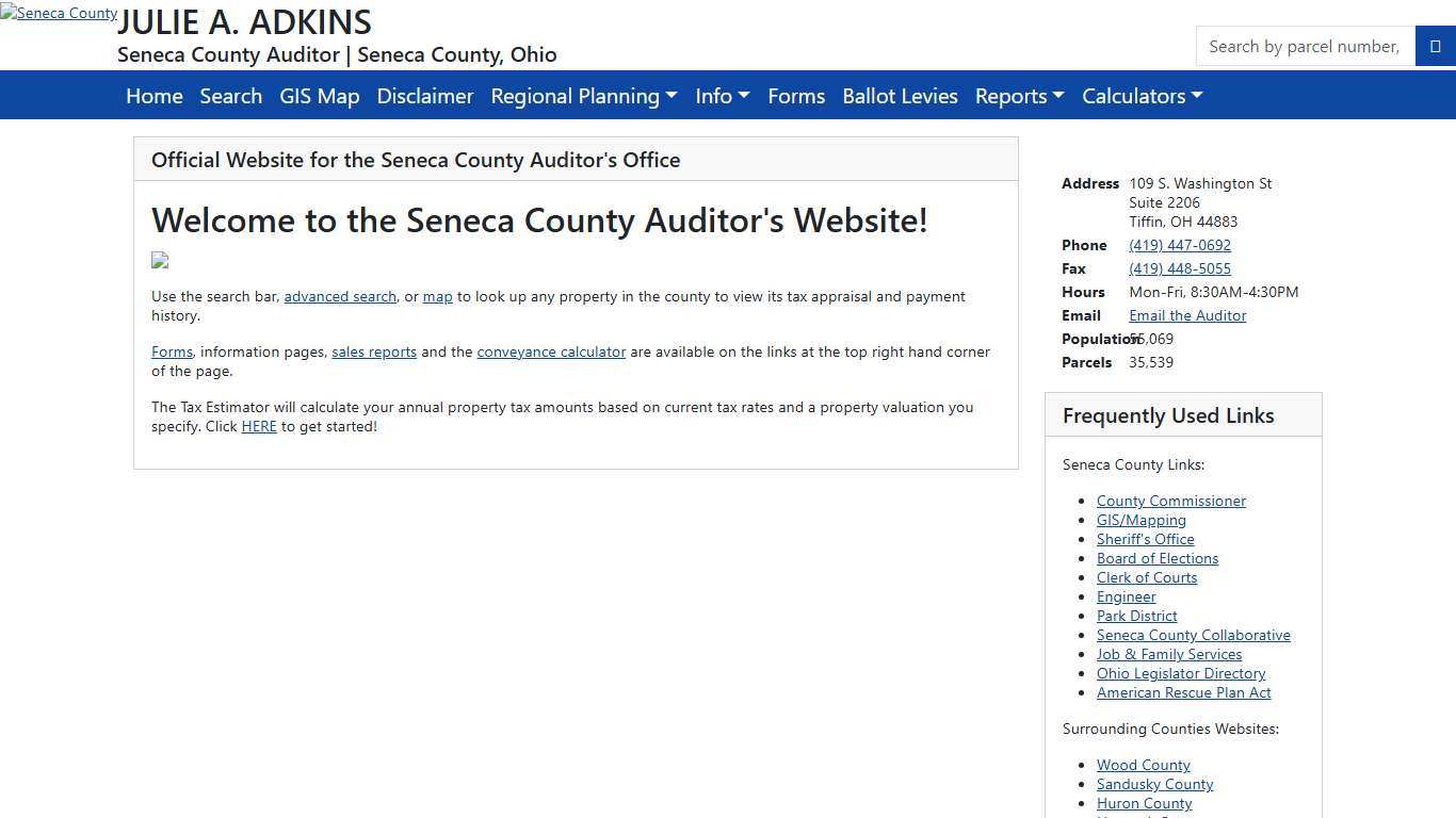 County Auditor Website, Seneca County, Ohio