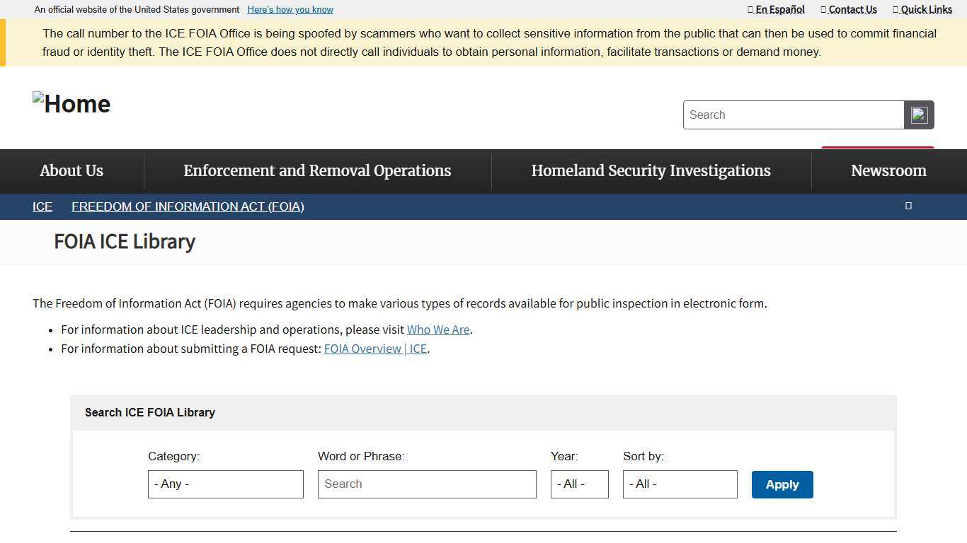FOIA ICE Library ICE