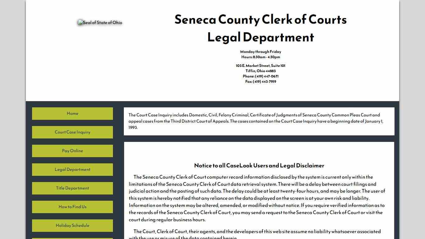 Seneca County Clerk of Court - Record Search